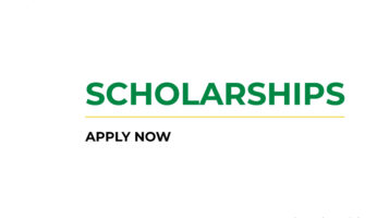 Graphic containing texts that says "Scholarships: Apply Now."
